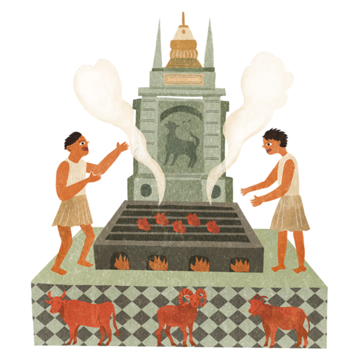 島內有神廟、祭壇與祭司，福爾摩沙人必須遵循齋戒日，並有獻祭儀式，每月獻祭牛養山羊1,000頭，每年獻祭2萬名9歲以下男童的心臟？