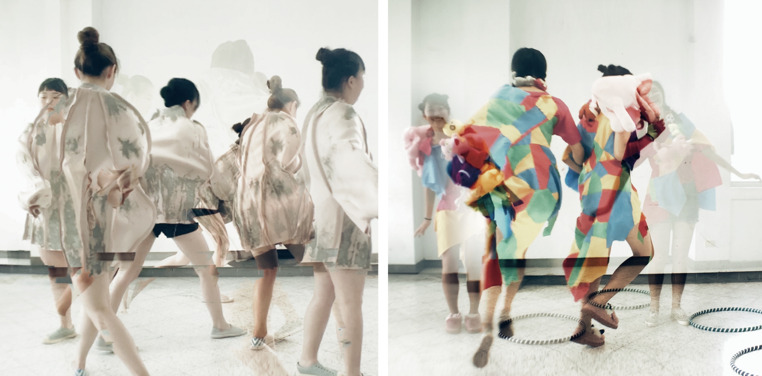 服飾行銷組二年級的饒詠雯、楊斯淇《繽紛童年》 及羅紫軒、吳佳錡《Flyaway》